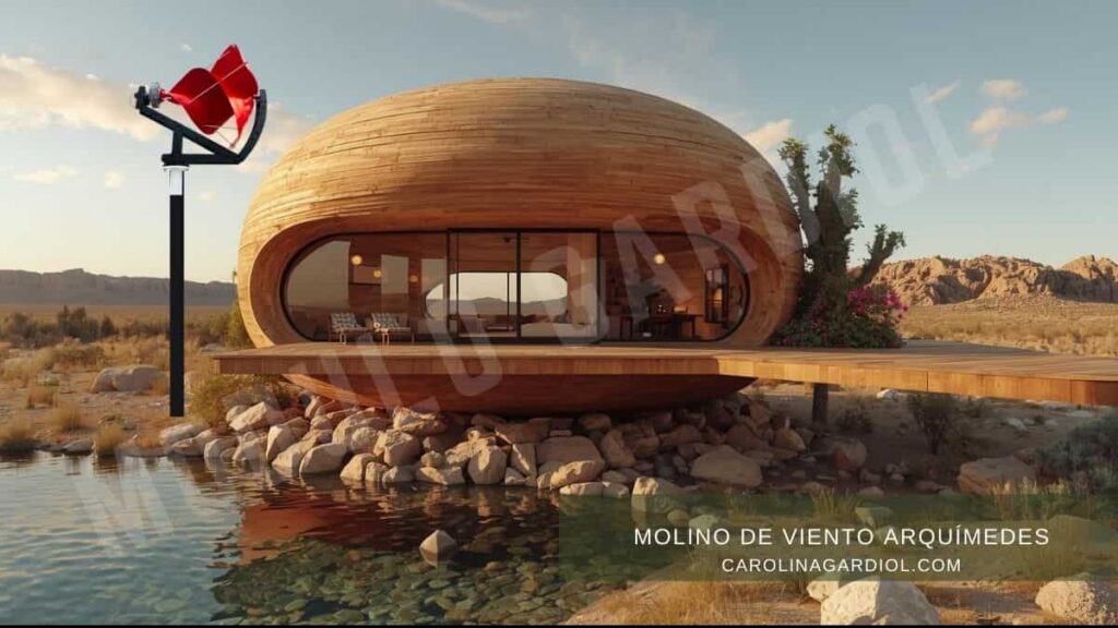 Molino de viento Arquímedes energía para Módulo Gardiol Carolina Gardiol.